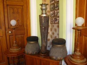 Elephant-foot stools and elephant-trunk light stand