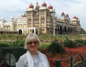 Annabel outside Mysore Palace
